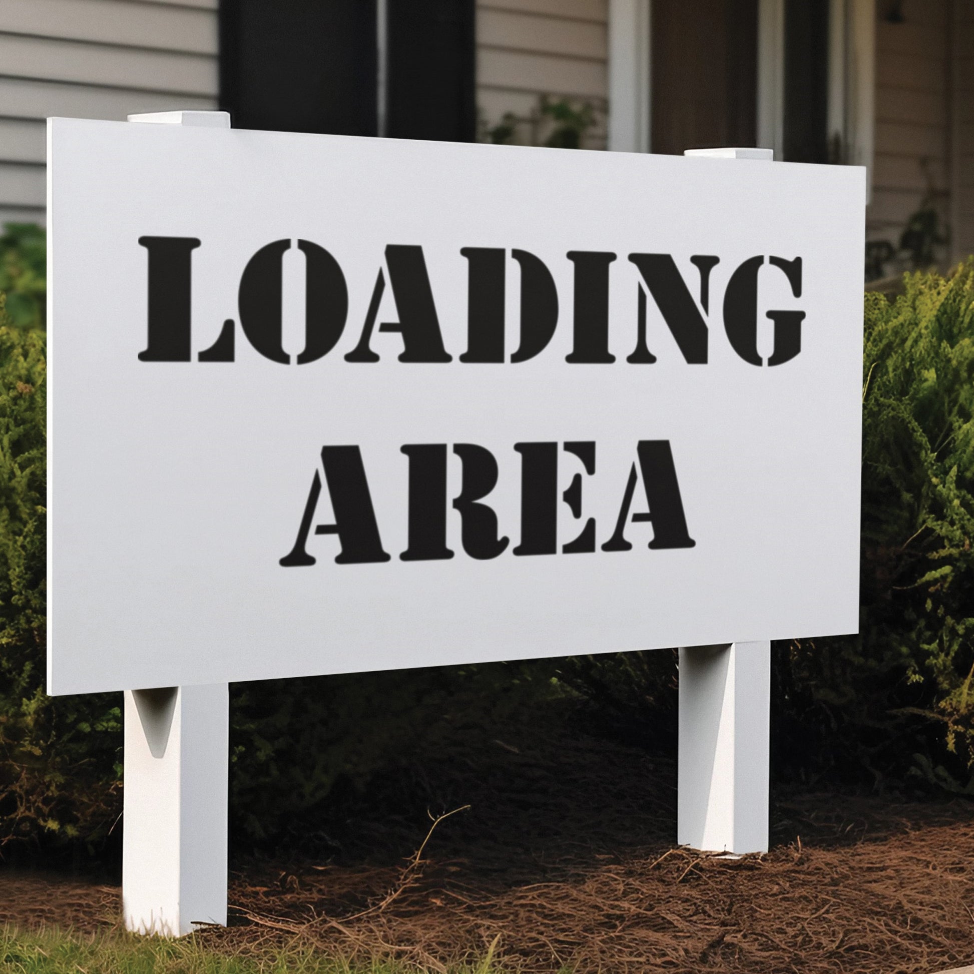 CraftStar Loading Area Stencil painted on wooden sign