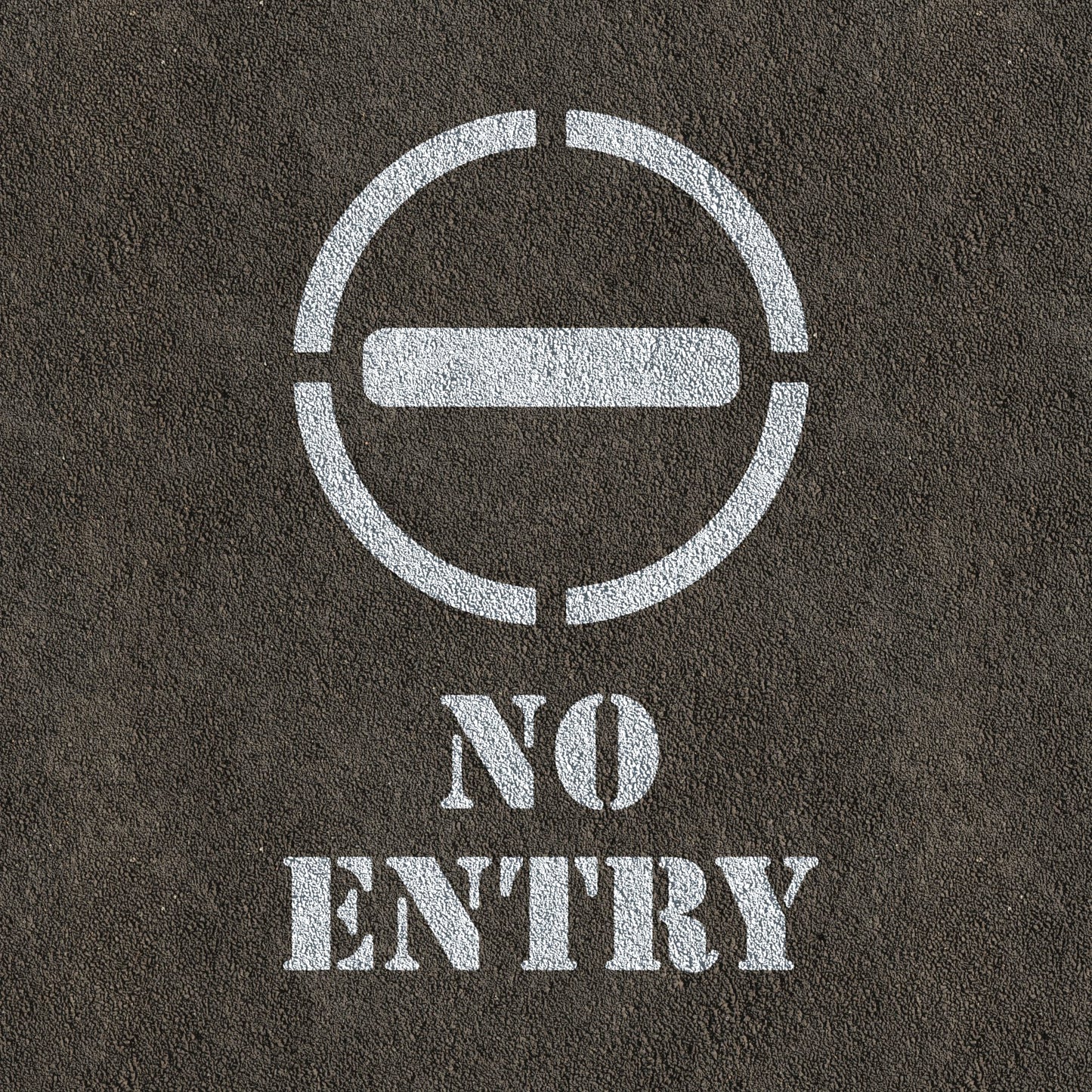 No Entry Symbol and Text Stencil Painted on Road Surface