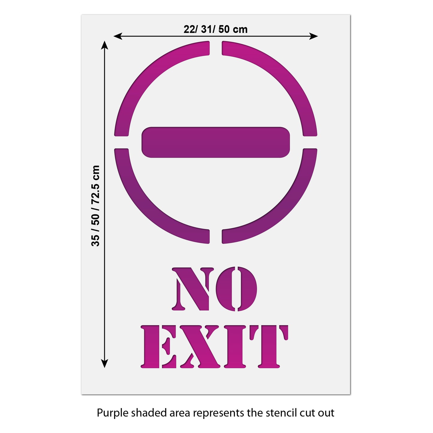No Exit Stencil Template size guide