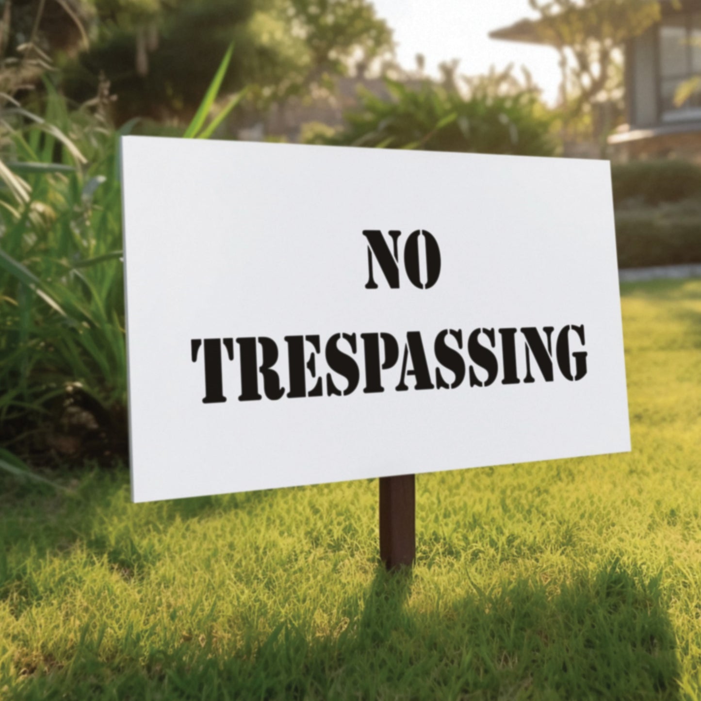 CraftStar No Trespassing stencil painted on wooden sign