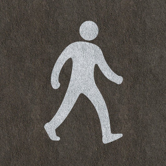 Pedestrian Sign Stencil Painted on Asphalt