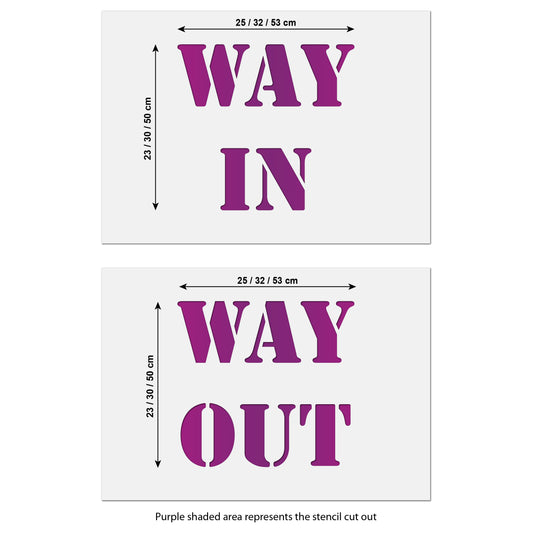 Way in and way Out stencil set size guide