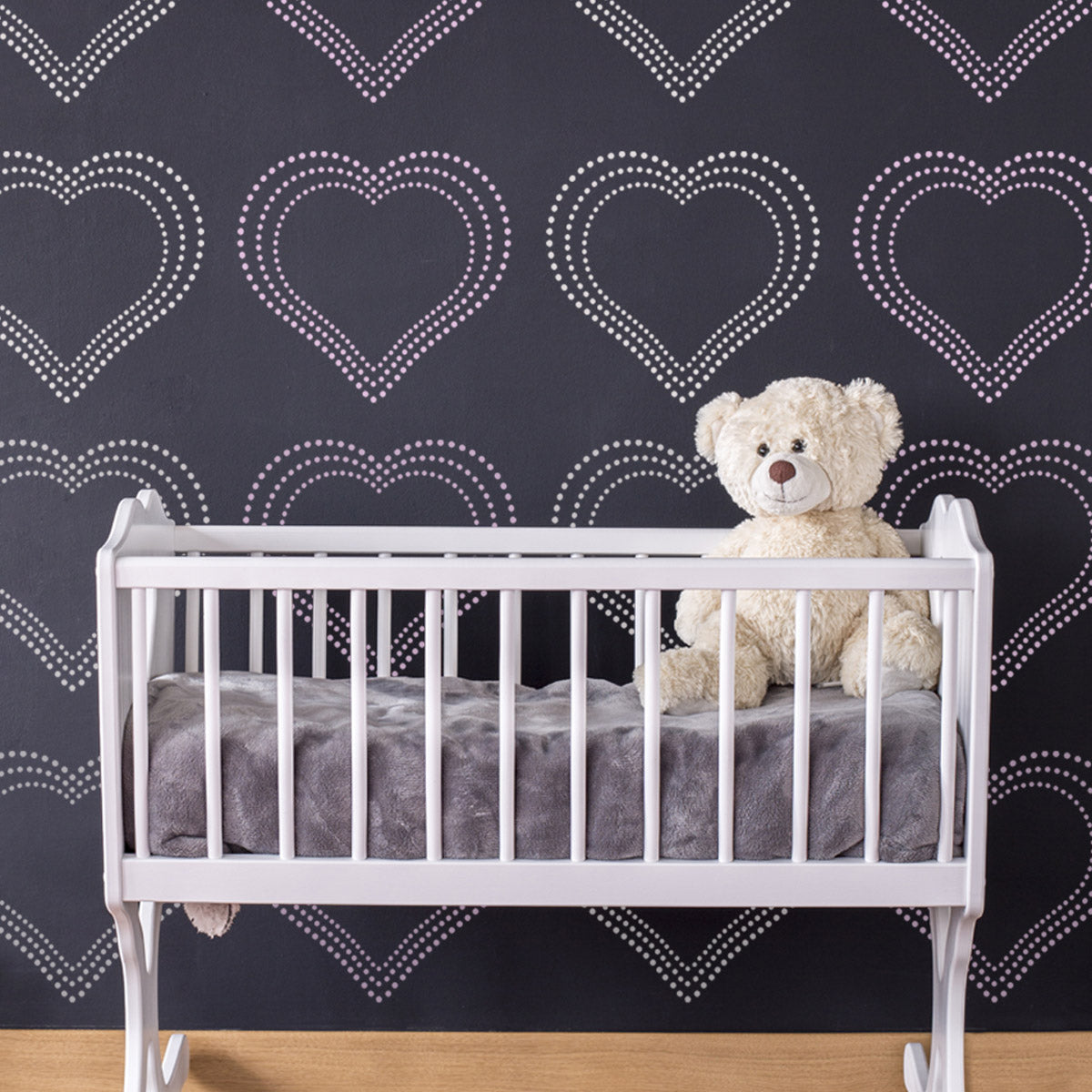 CraftStar Geometric Dot Heart Stencil - Repeated Pattern in Nursery