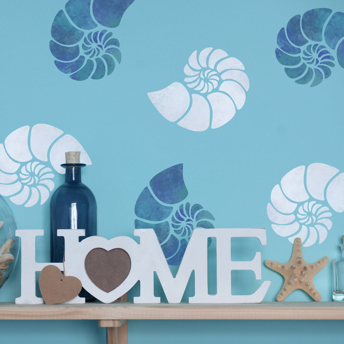 CraftStar Nautilus Shell Stencil on Wall