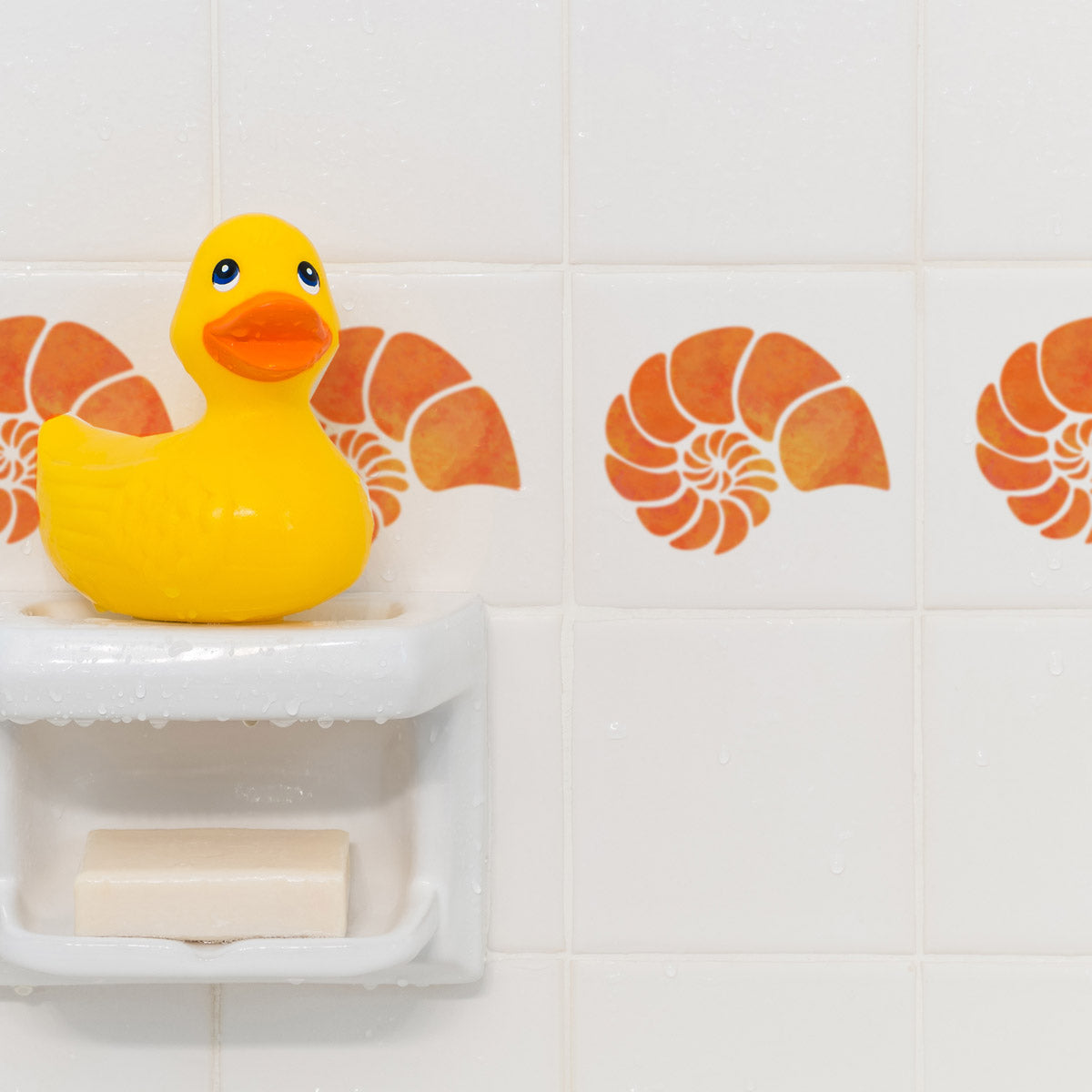 CraftStar Nautilus Shell Stencil in Bathroom