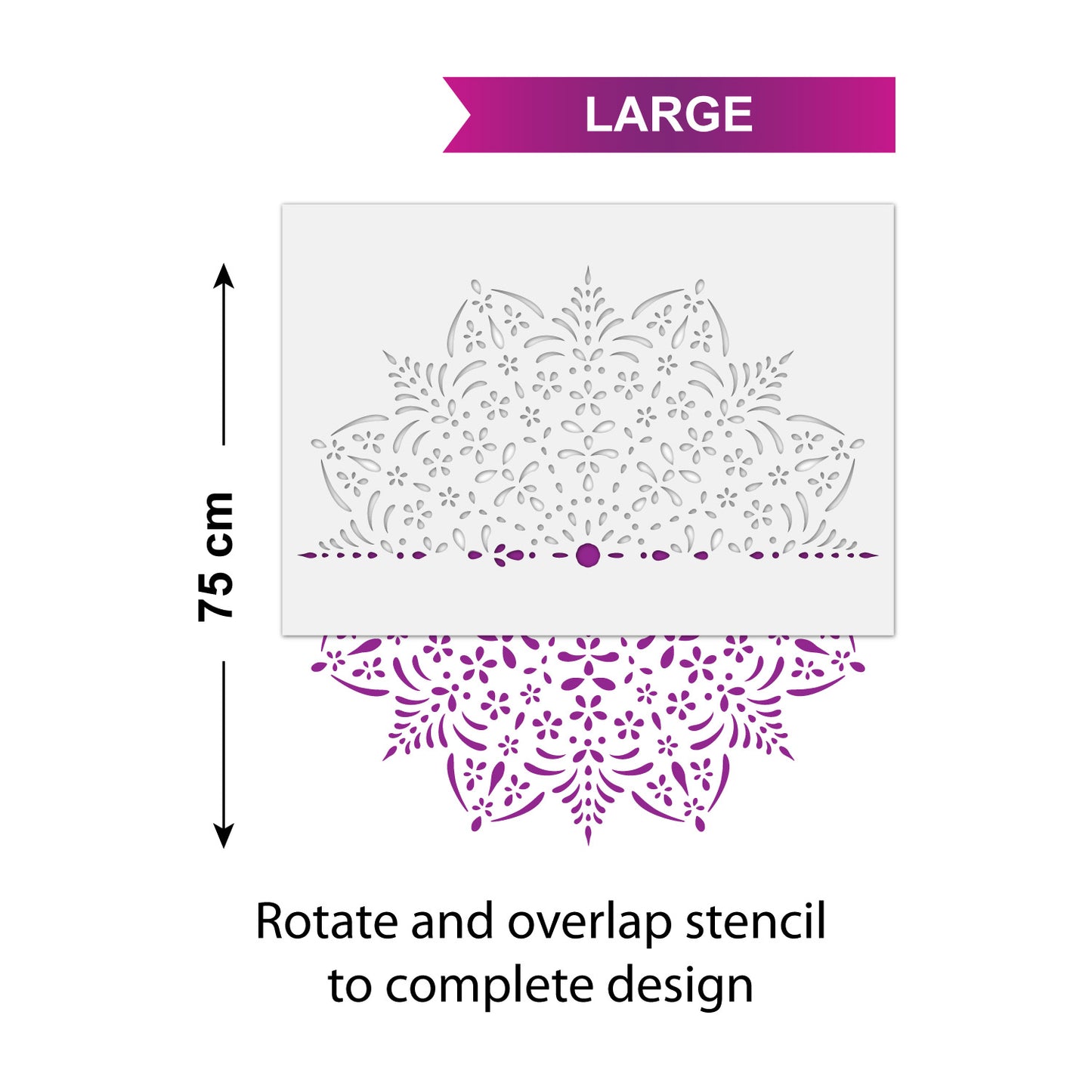 CraftStar Amala Mandala Stencil Size Guide