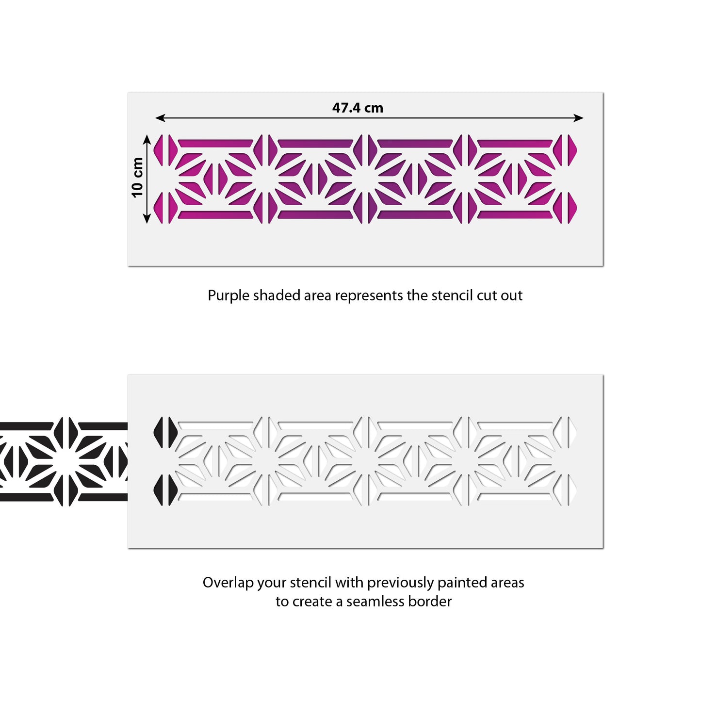 CraftStar Japanese Pattern Border Stencil Size