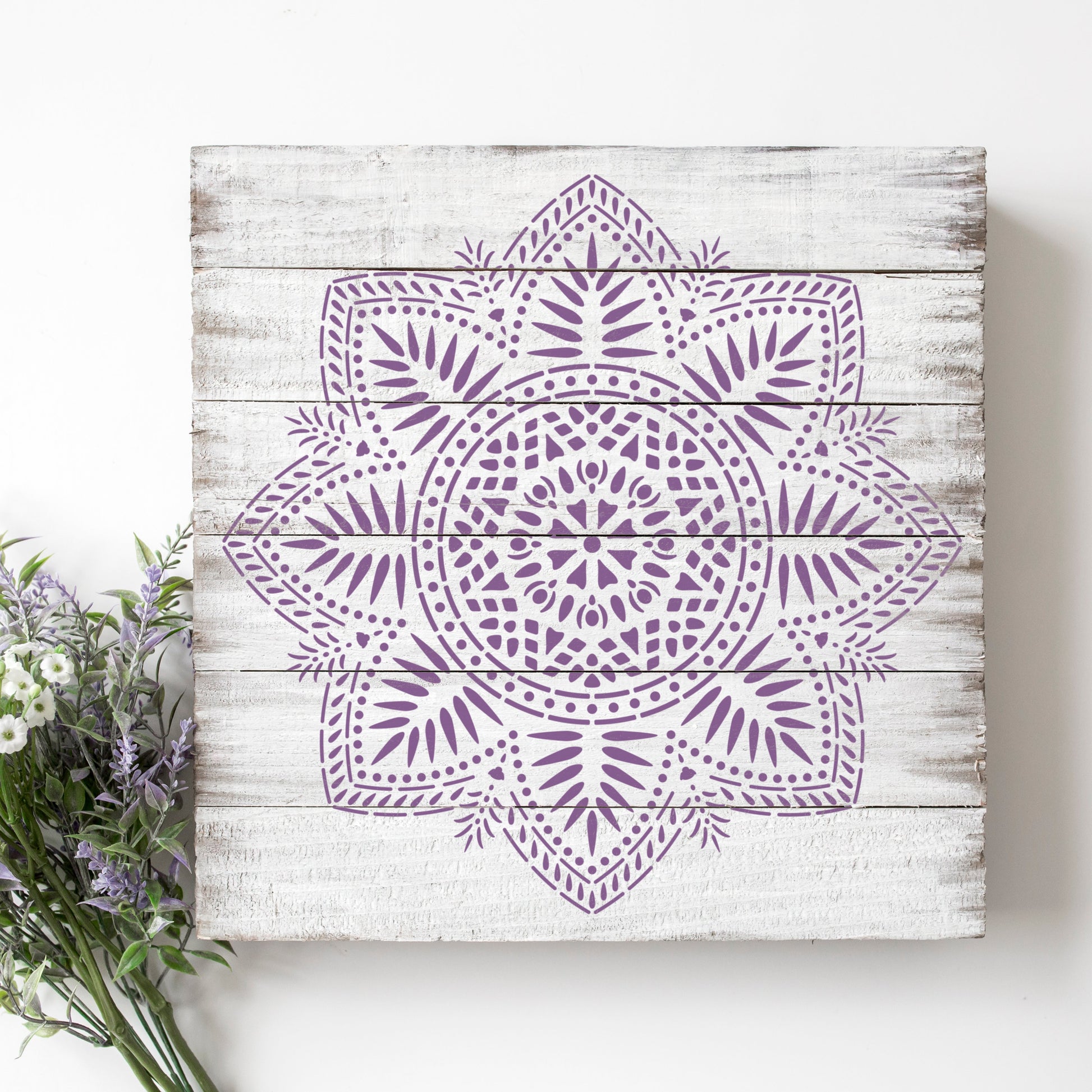 CraftStar Bliss Mandala Stencil on Wooden Plaque