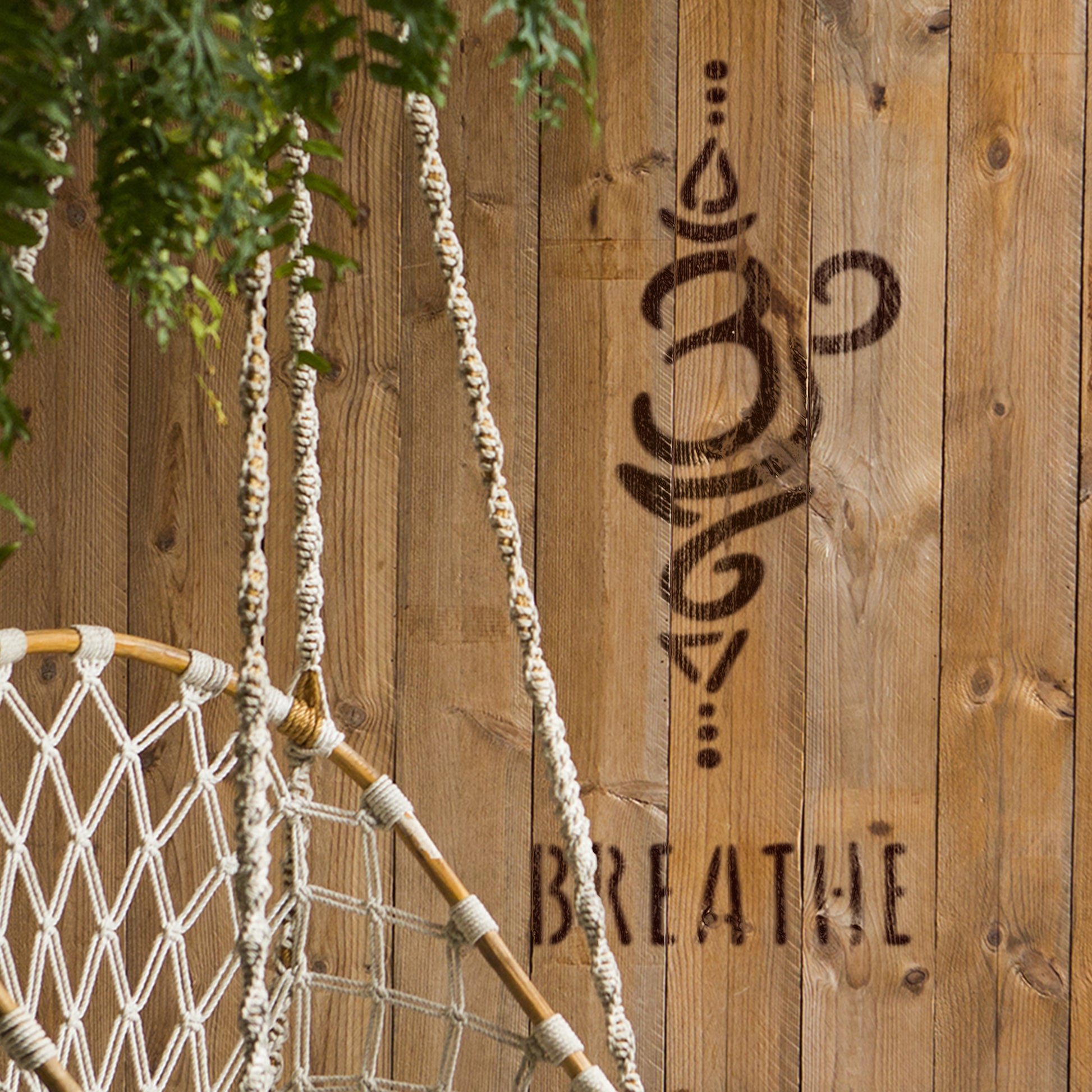 CraftStar Sanskrit Breather Symbol Stencil Painted On Wood