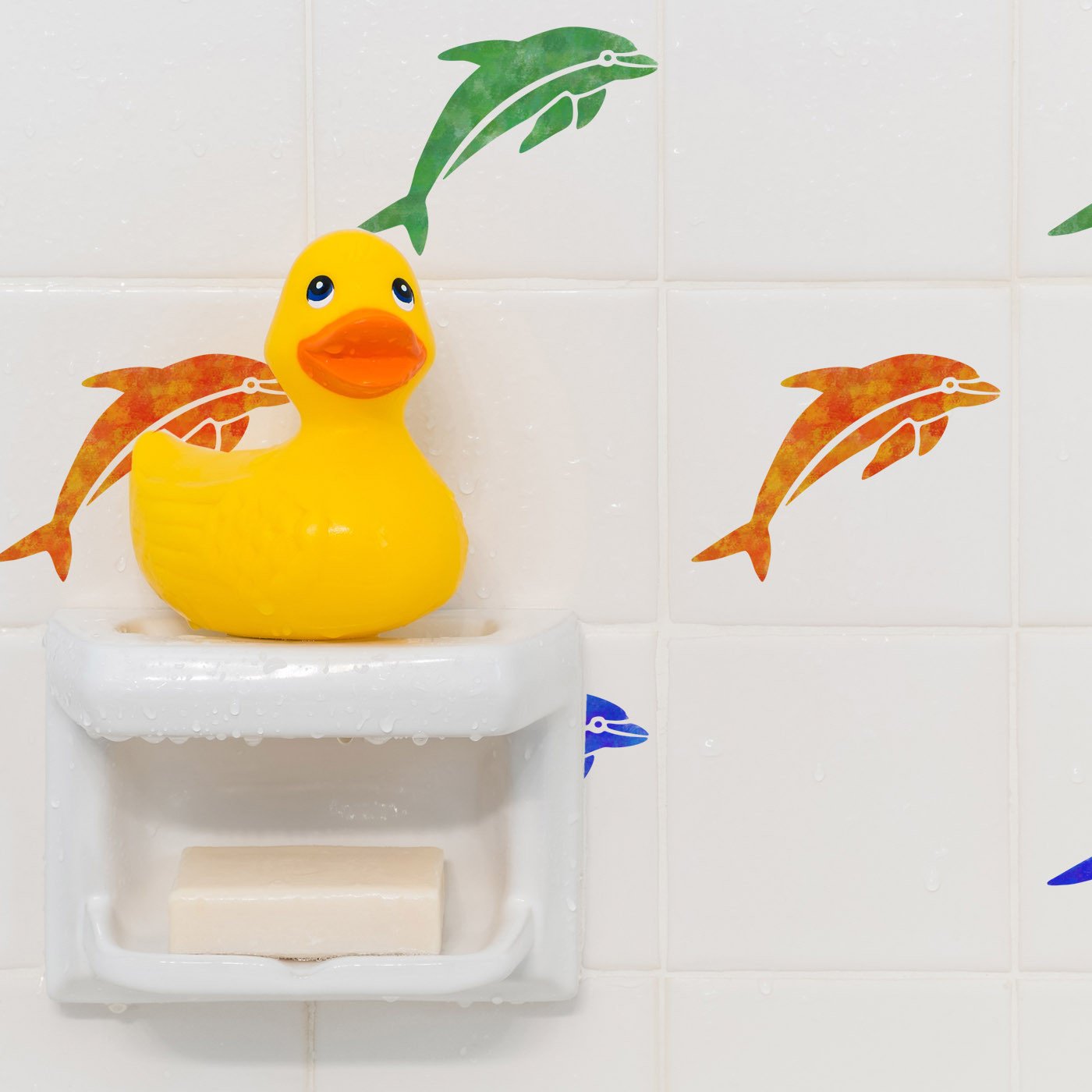 Craftstar Dolphin Stencil on tiles