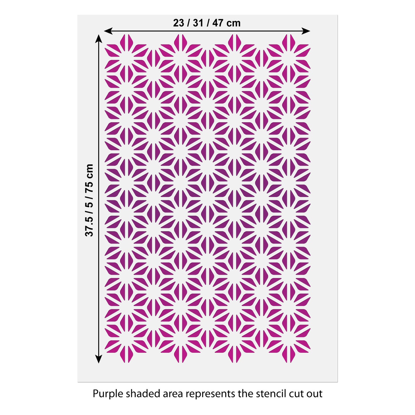 CraftStar Asanoha Large Pattern Stencil Size Information