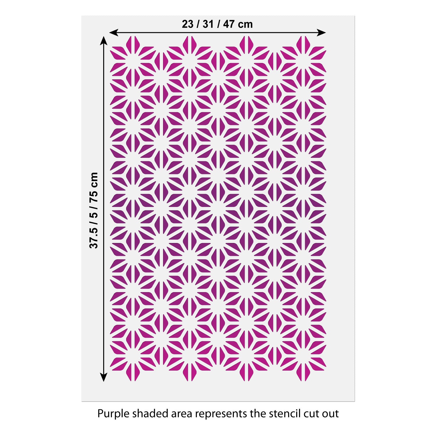 CraftStar Asanoha Large Pattern Stencil Size Information
