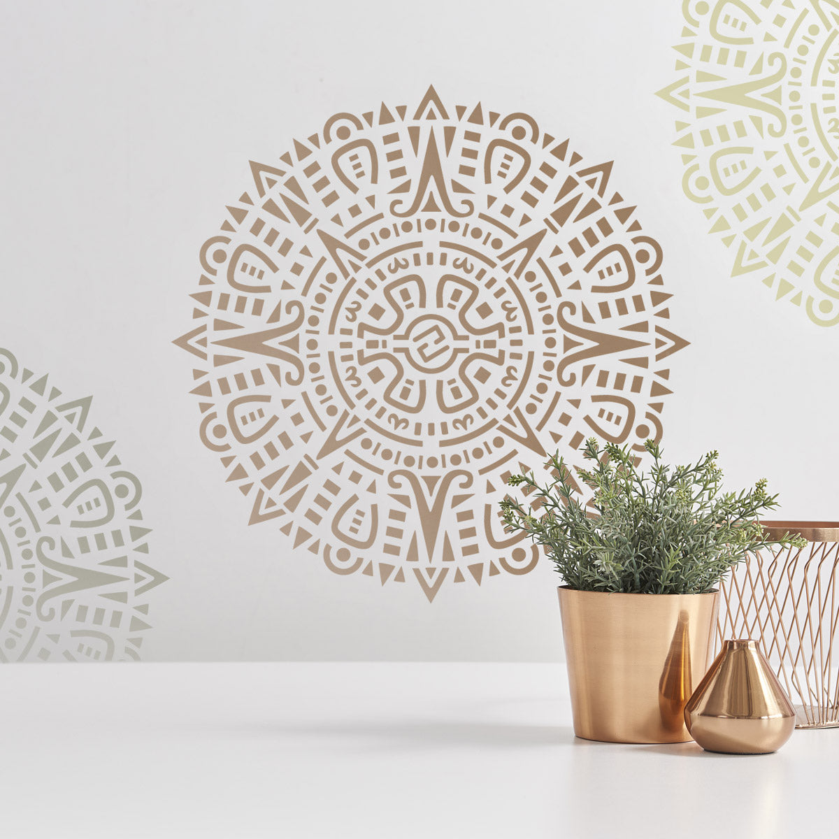 CraftStar Aztec Mandala Stencil on a Wall
