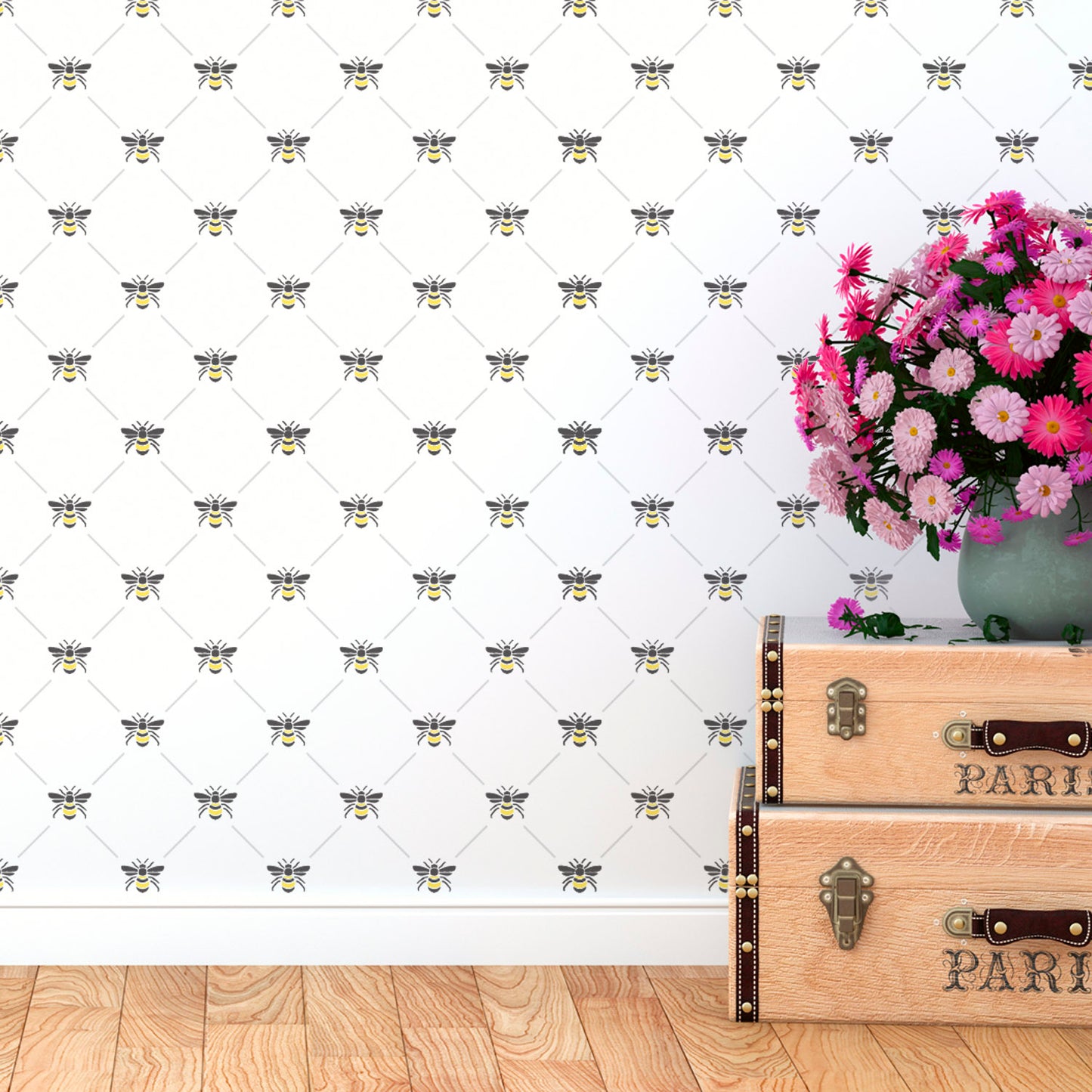 CraftStar Bee Lattice Pattern Stencil Feature Wall