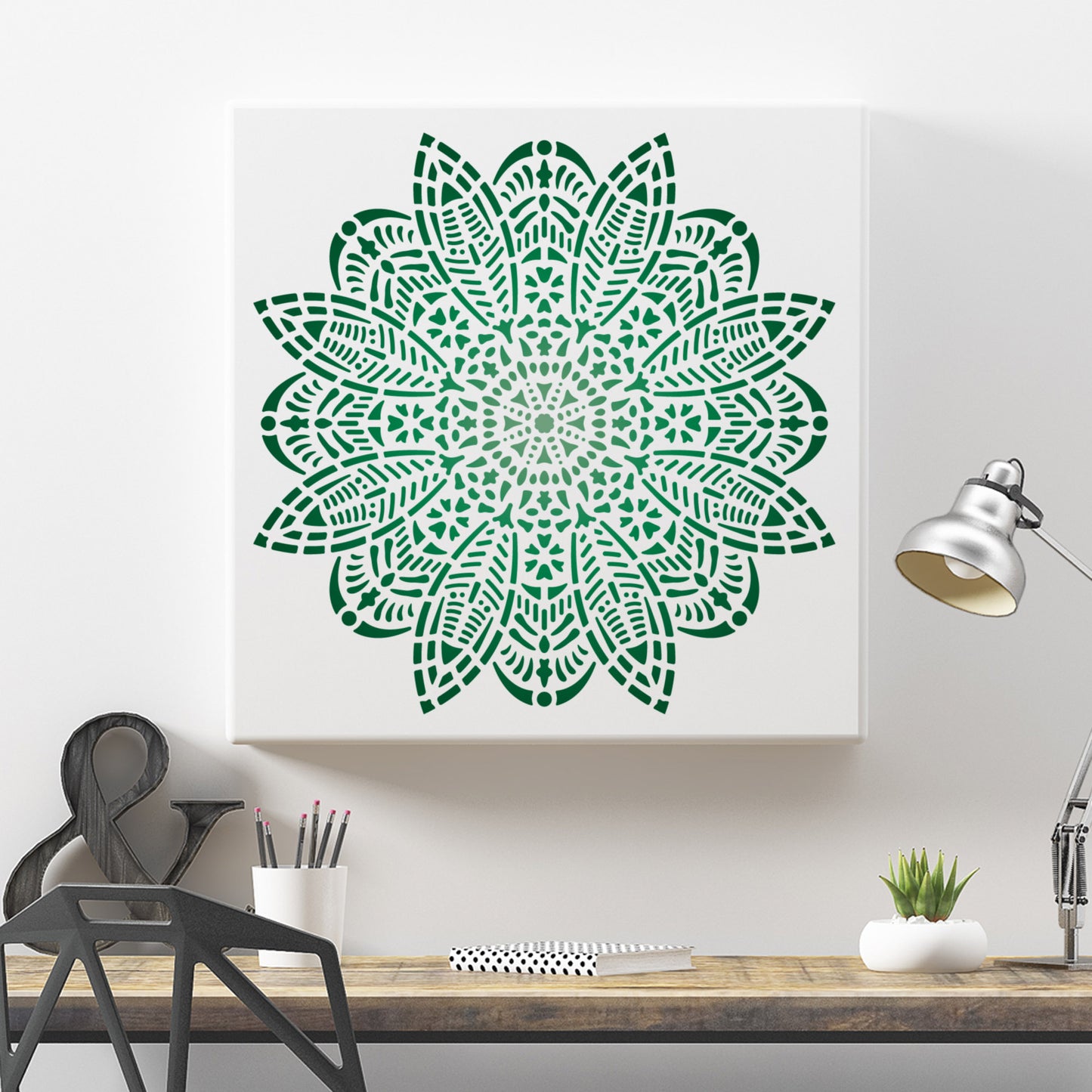 CraftStar Bloom Mandala Wall Stencil As Canvas Print