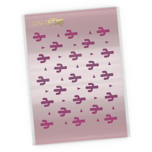 Cactus Pattern Stencil - Craft Seamless Mini Cactus & Triangle Pattern Template