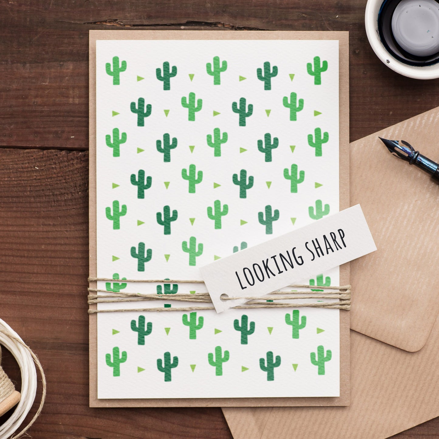 CraftStar Cactus Pattern Stencil on card