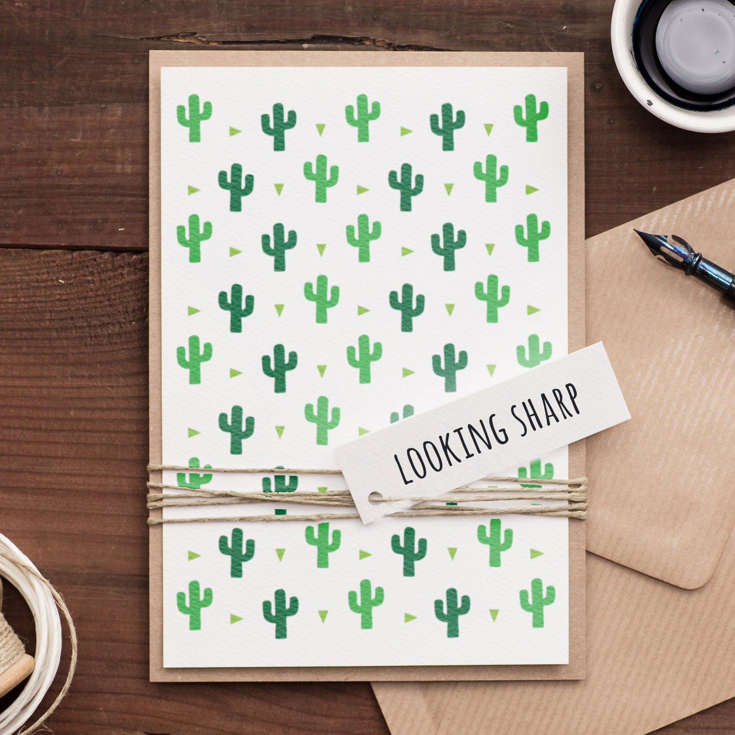 CraftStar Cactus Pattern Stencil on card