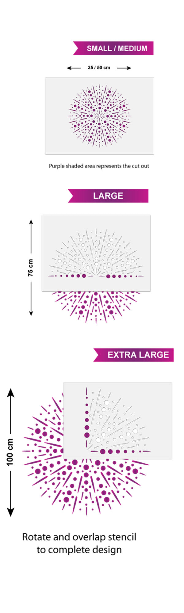 CraftStar Firework Mandala Stencil SIze Guide