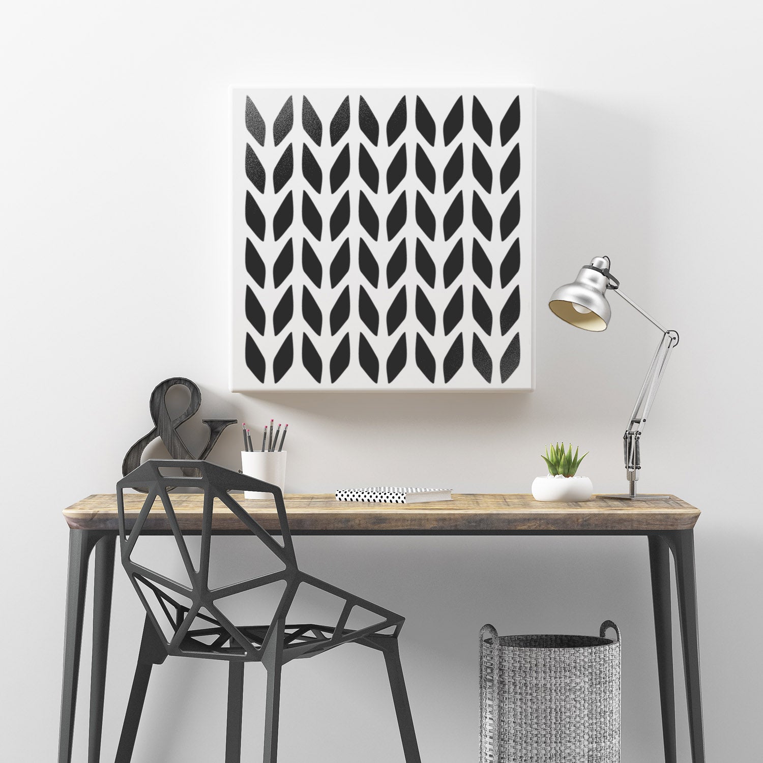 CraftStar Knitting Pattern Stencil as canvas print