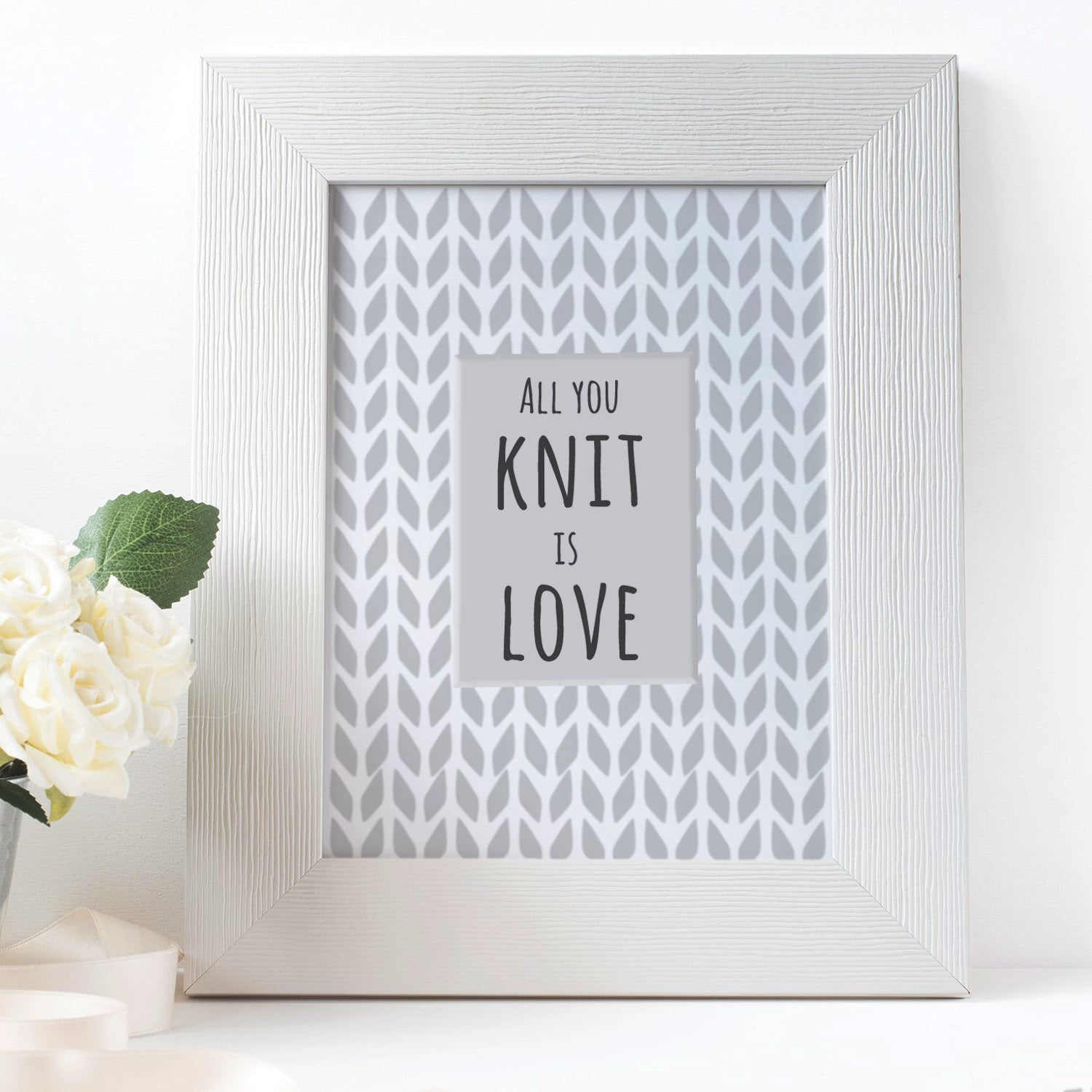 CraftStar Knitting Background Pattern Stencil as framed print