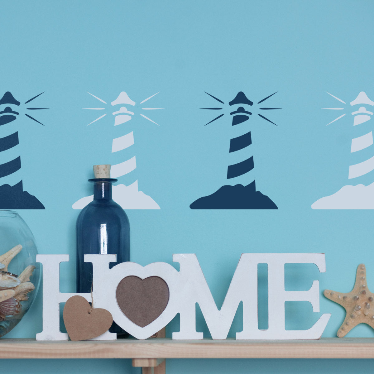 CraftStar Lighthouse Stencil on wall