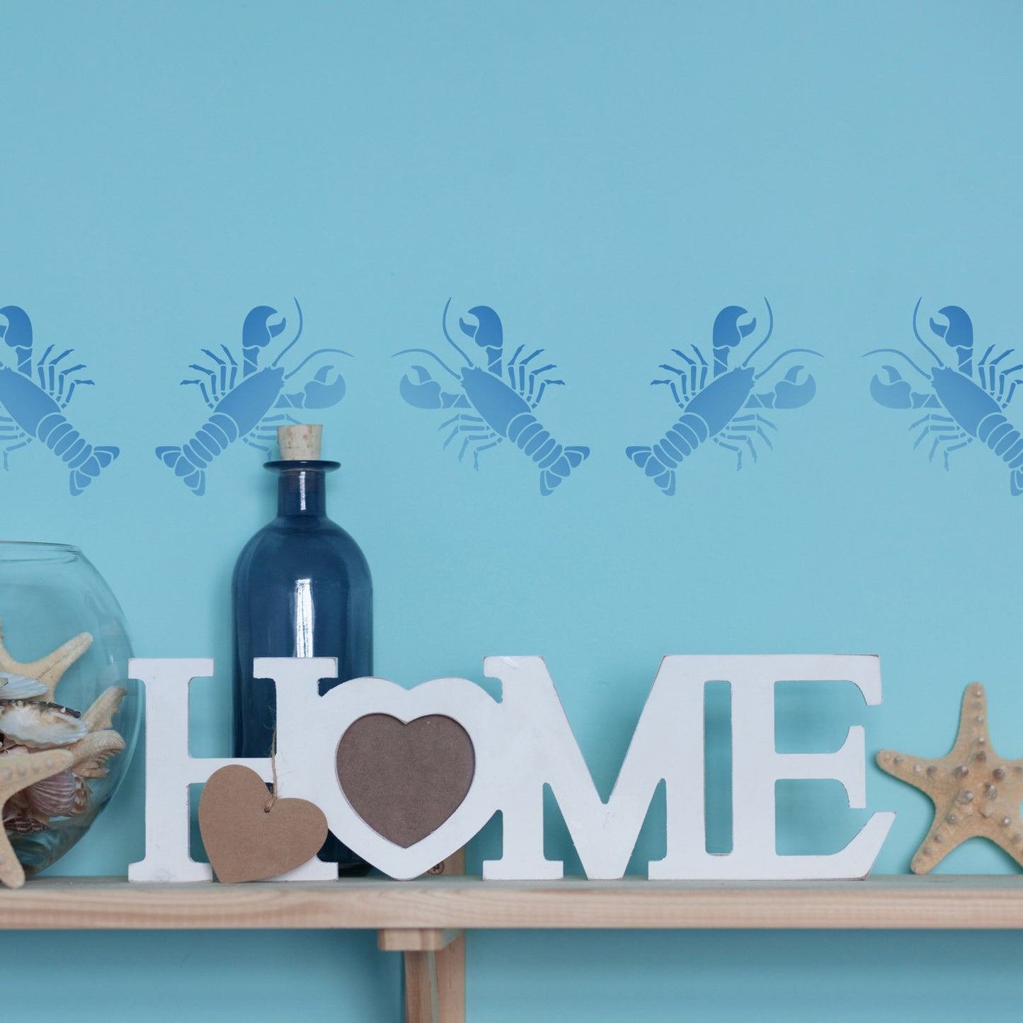 CraftStar Lobster stencil as sea themed border