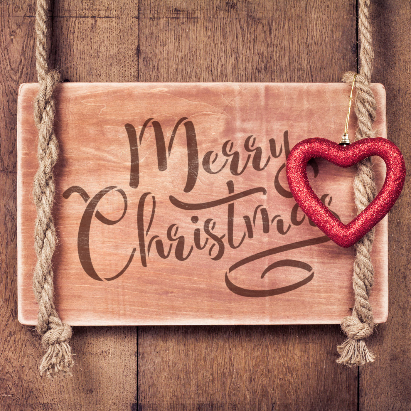 CraftStar Merry Christmas Stencil on Wooden Sign