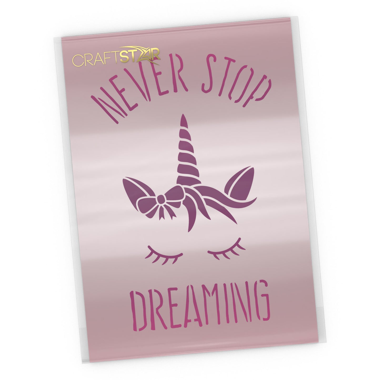 Never Stop Dreaming Sleeping Unicorn Stencil - Craft Template