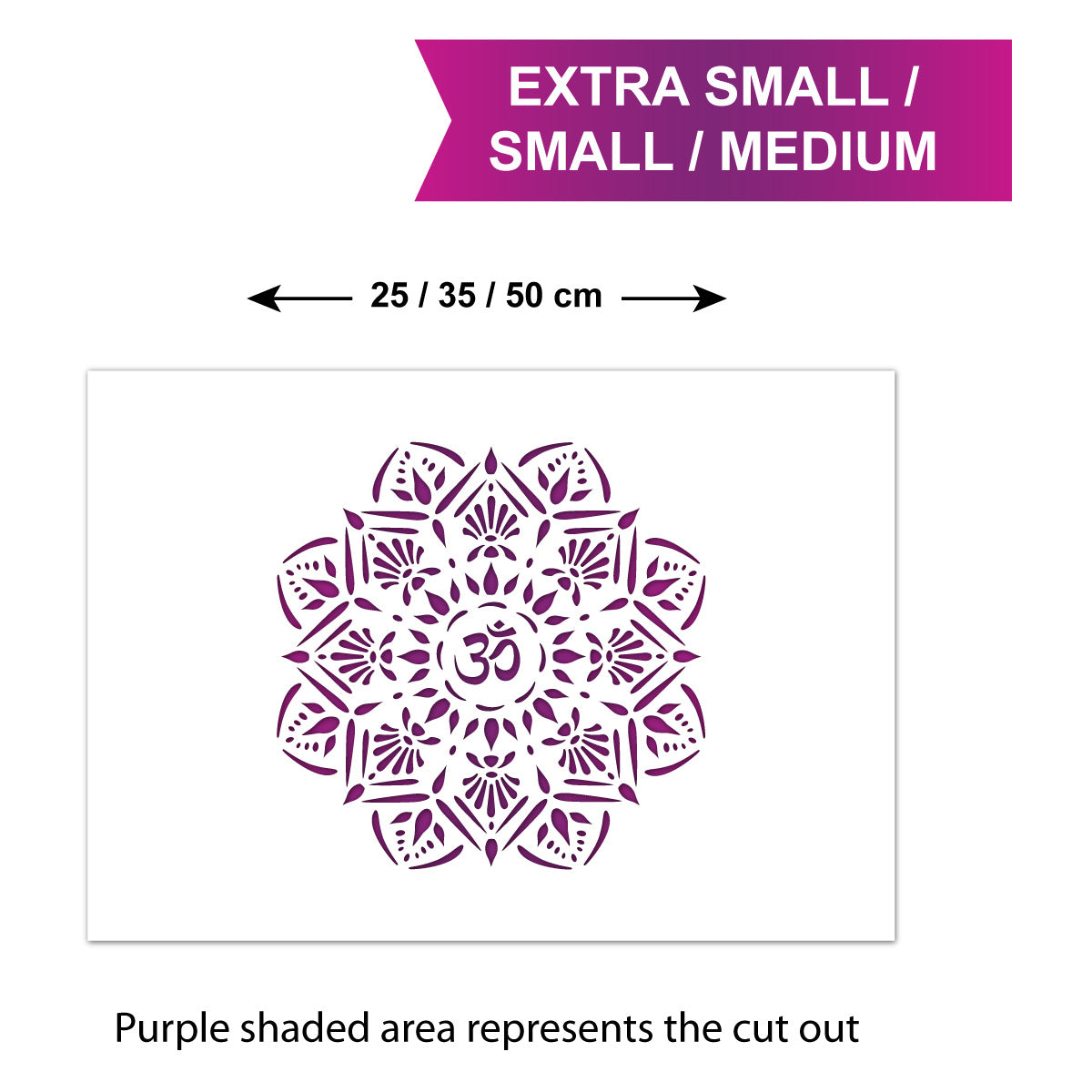CraftStar Om Mandala Stencil Size Guide