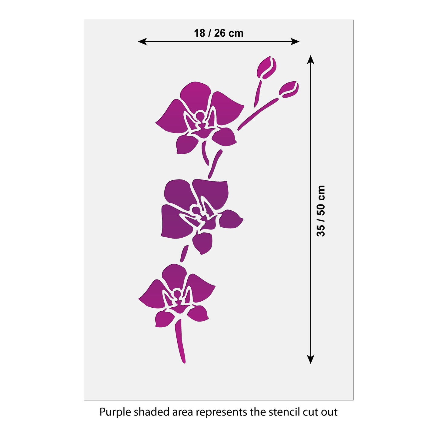 CraftStar Large Orchid Flower Stencil Size Guide