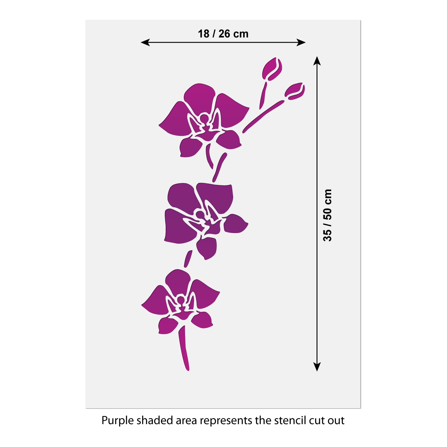 CraftStar Large Orchid Flower Stencil Size Guide
