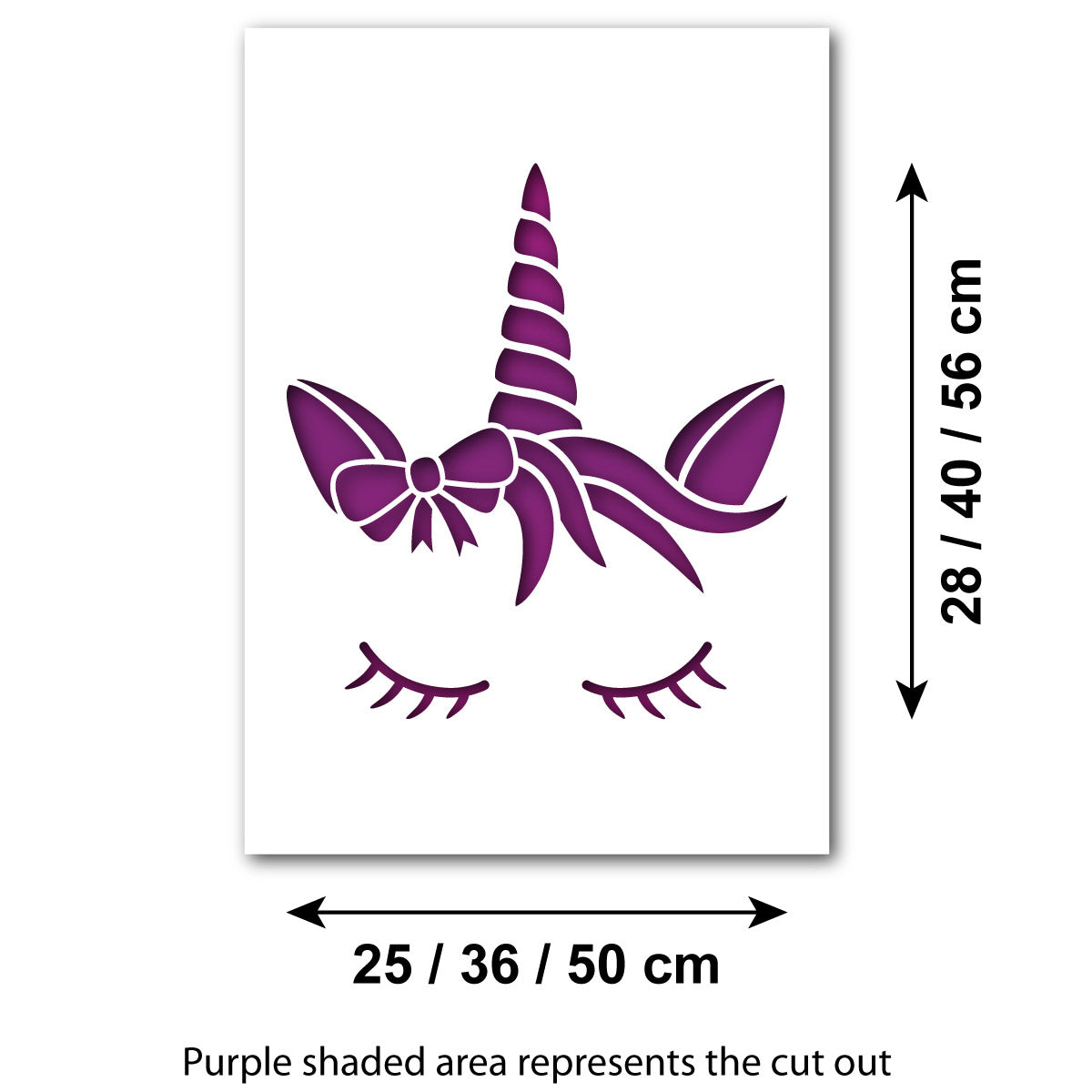 CraftStar Sleeping Unicorn Wall Stencil - Size Guide