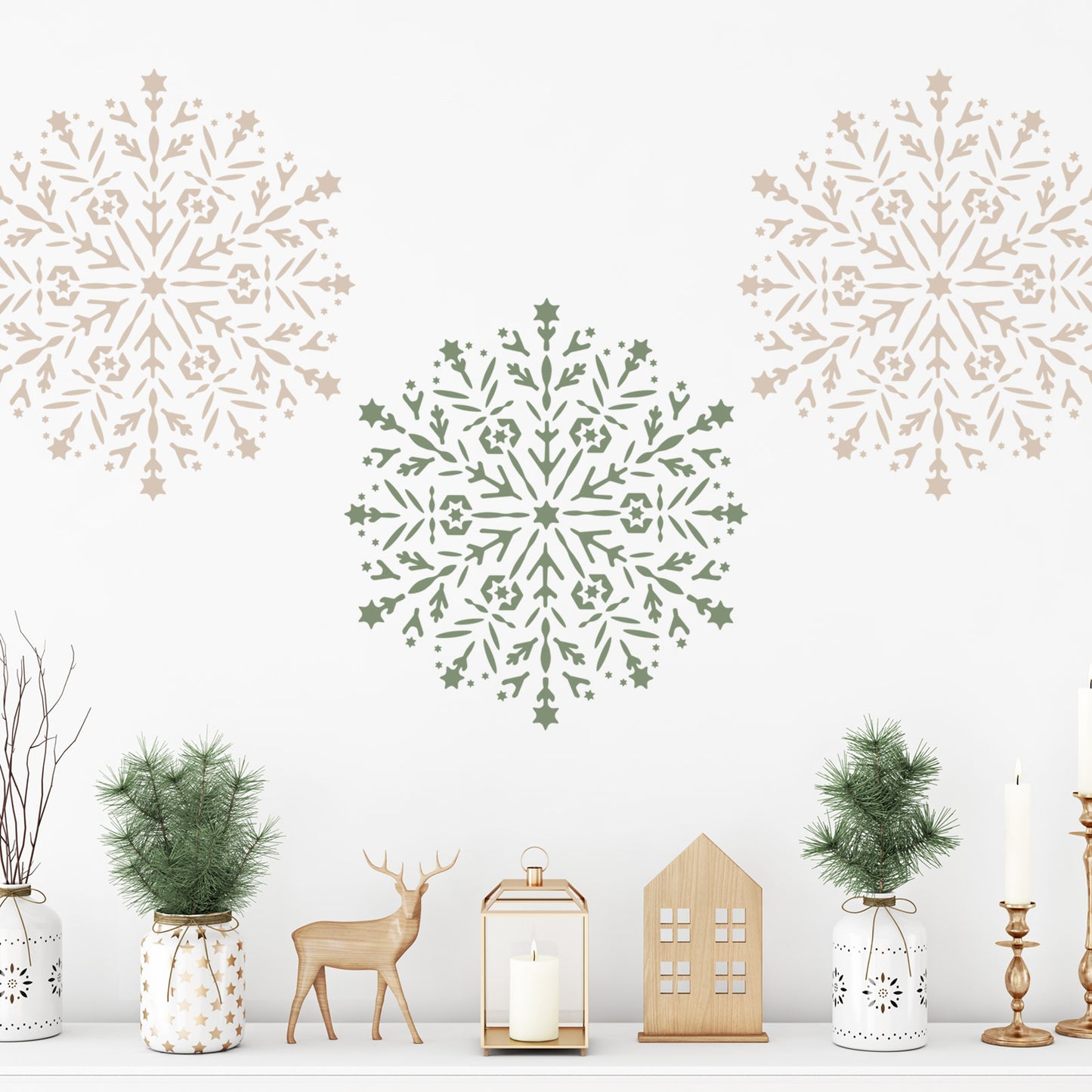 CraftStar Snowflake Mandala Stencil on Wall
