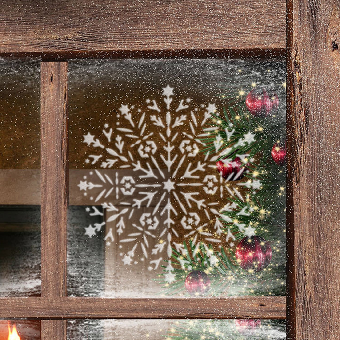 CraftStar Snowflake Mandala Stencil on Window