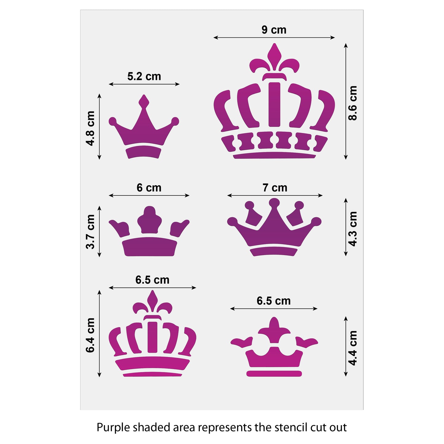 CraftStar Crown Stencil Set size guide