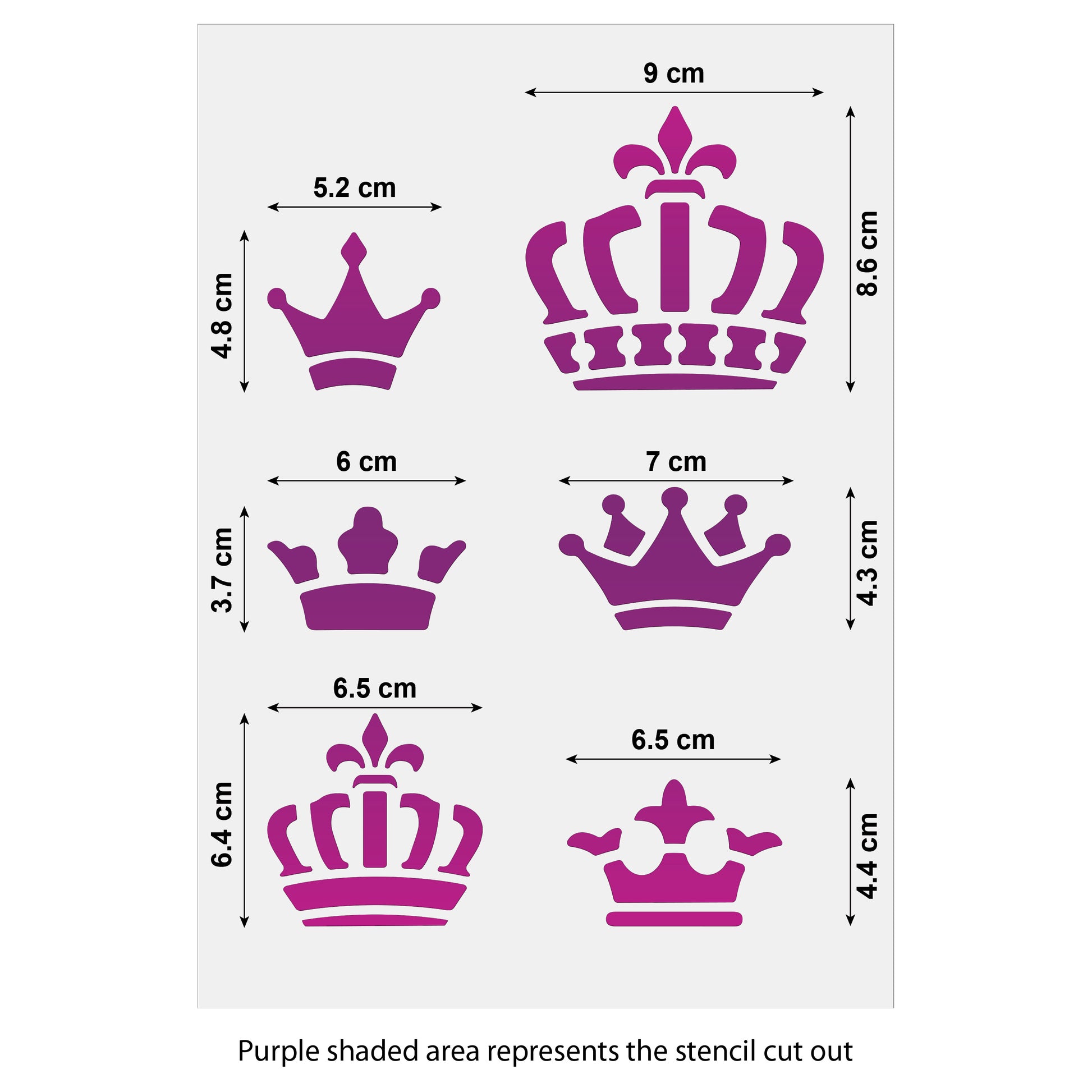 CraftStar Crown Stencil Set size guide