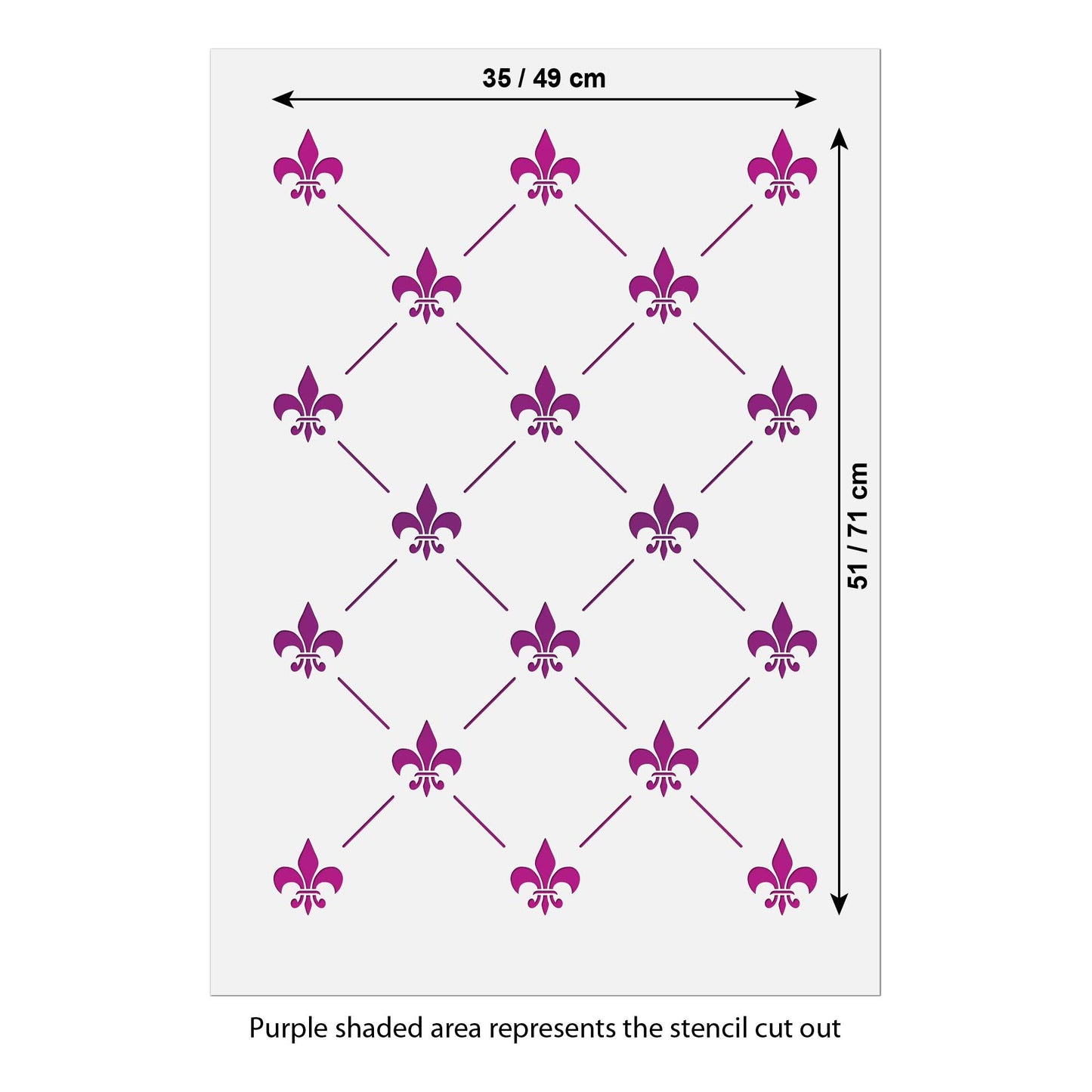 CraftStar Fleur De Lys Lattice Stencil Size Guide