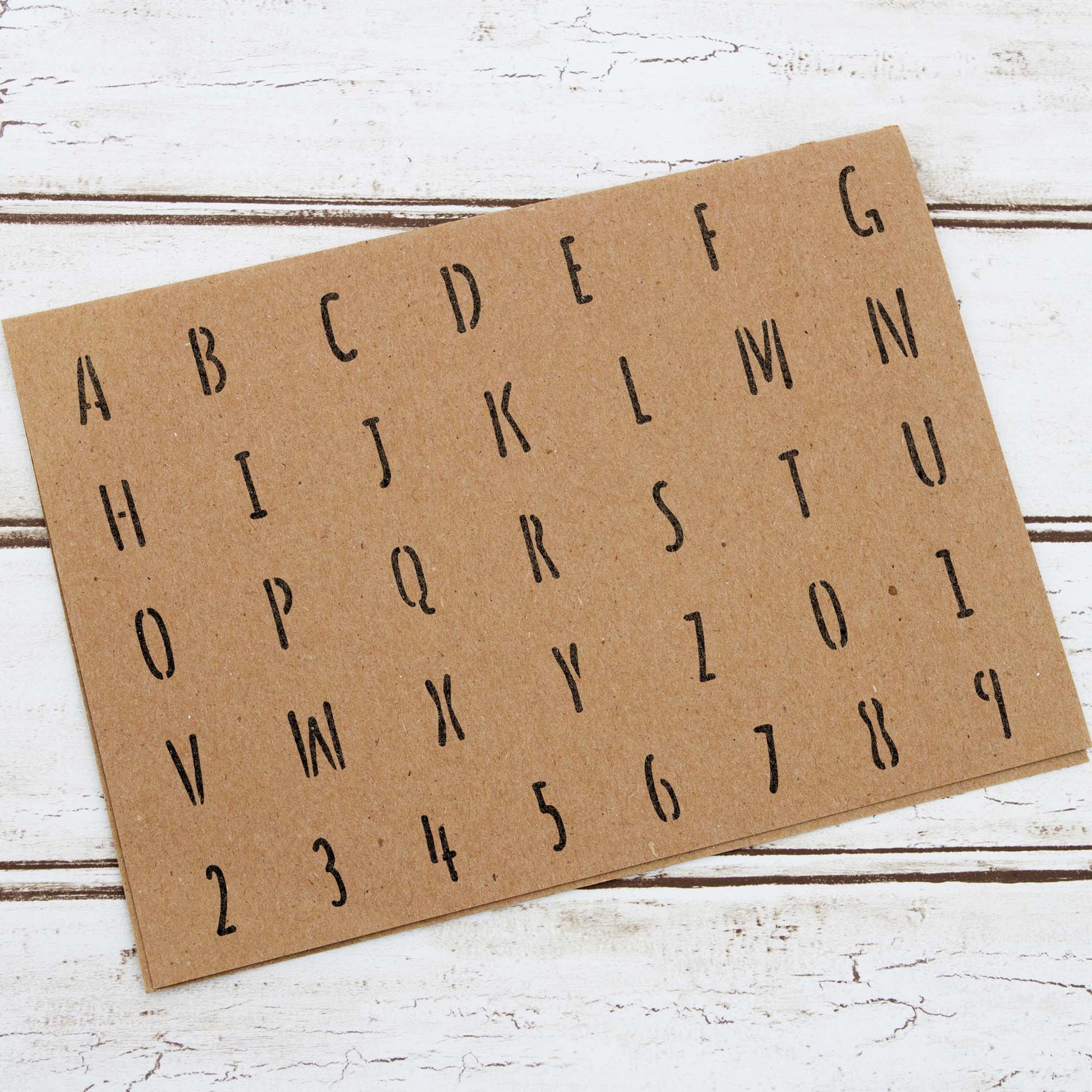 CraftStar Alphabet Stencil painted onto card