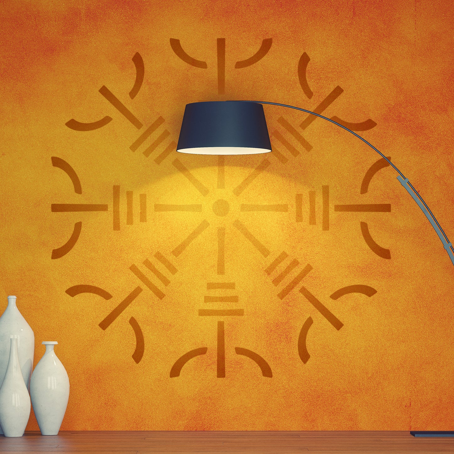 CraftStar Large Helm Of Awe Stencil as Feature Wall