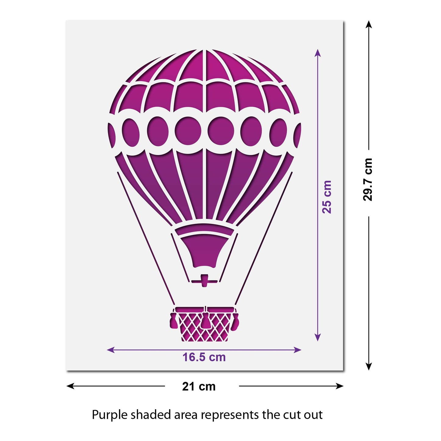 CraftStar Hot Air Balloon Stencil size information