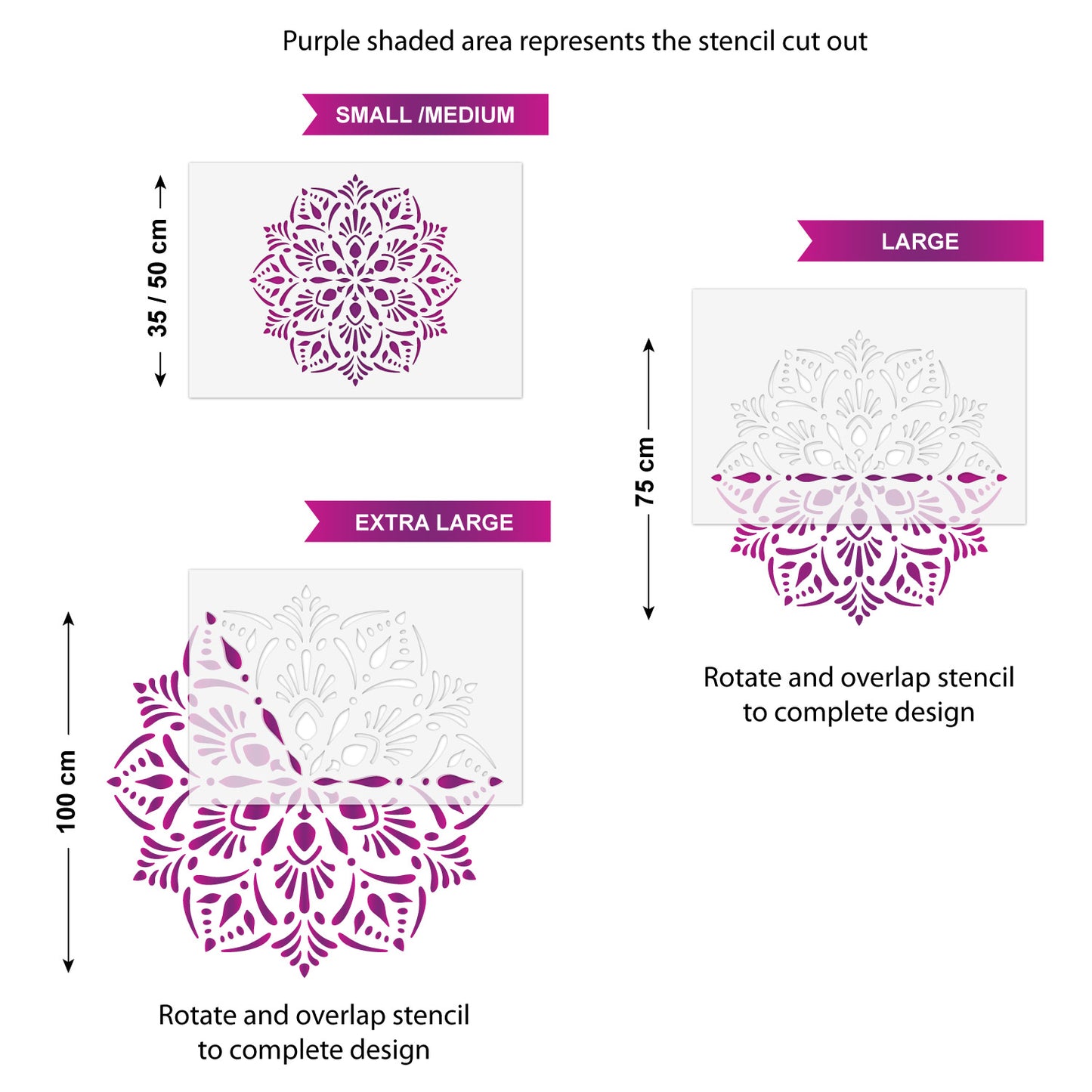 CraftStar Laghu Mandala Stencil Size Guide
