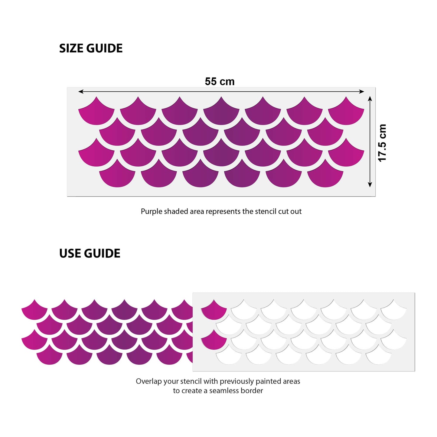 CraftStar Mermaid Scales Border Stencil Size Guide