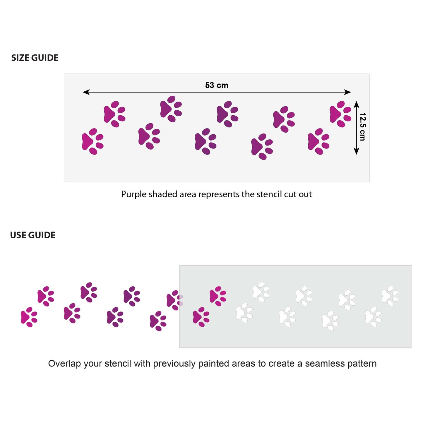 CraftStar Paw Print Border Stencil Size and use guide
