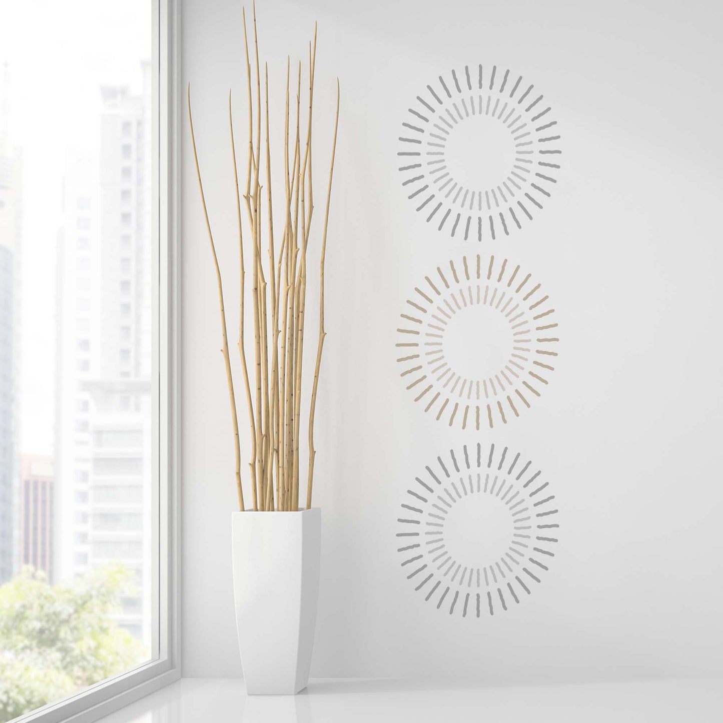 CraftStar Rustic Circle Motif Stencil painted on wall