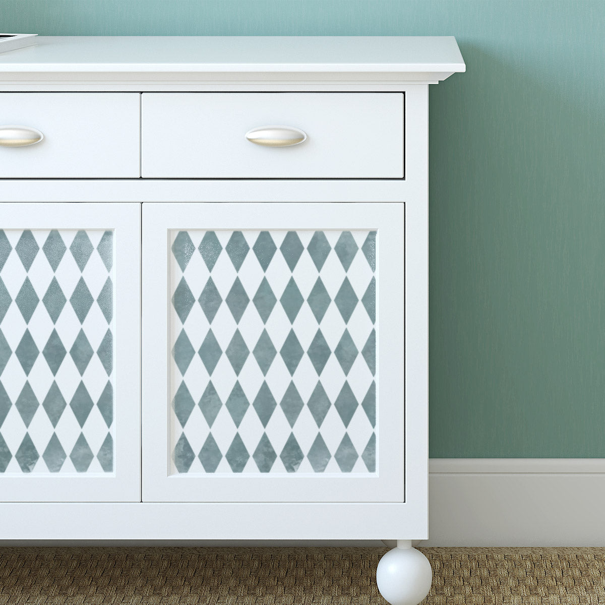 CraftStar Jester Harlequin Pattern Allover Stencil on furniture