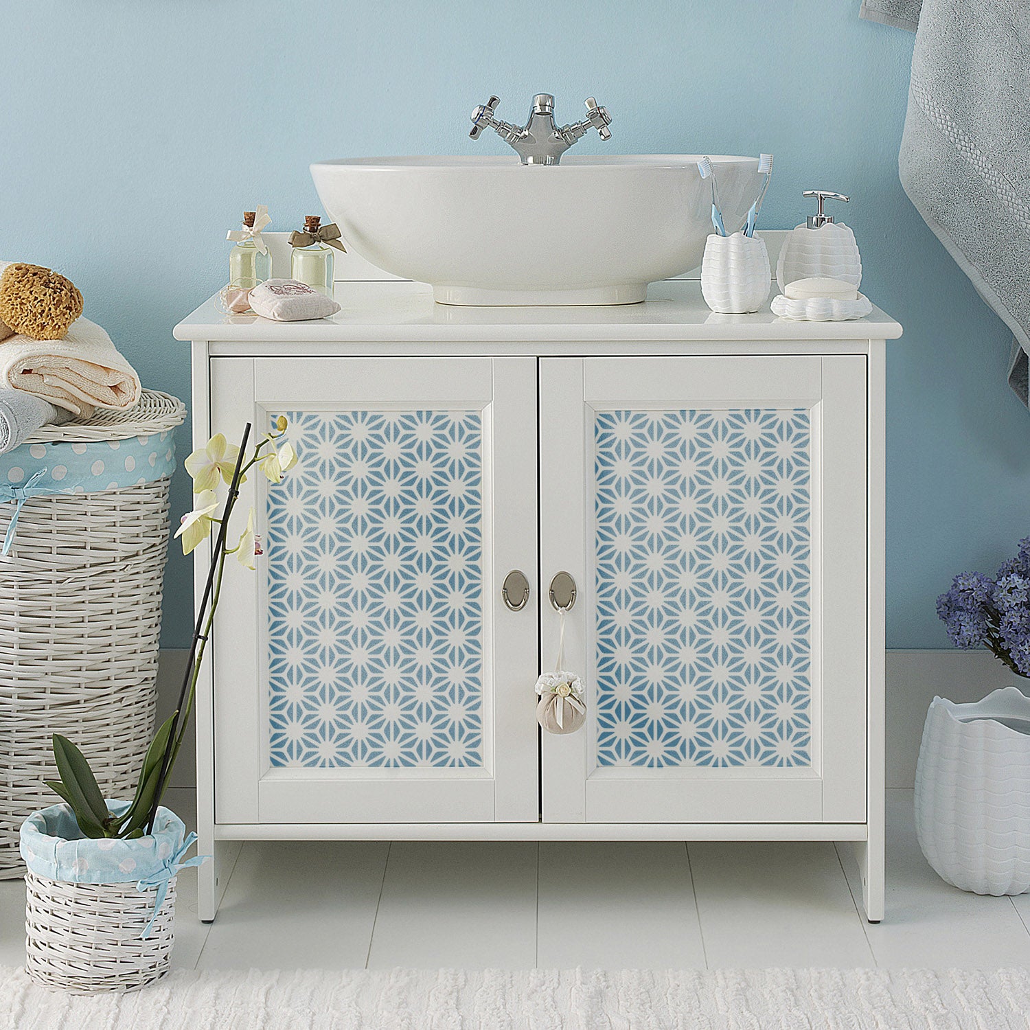 CraftStar Asanoha Large Pattern Stencil on furniture