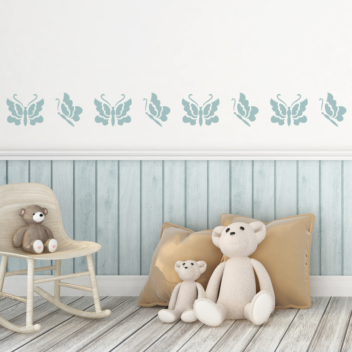 CraftStar Butterflies Stencil Set on Nursery Wall