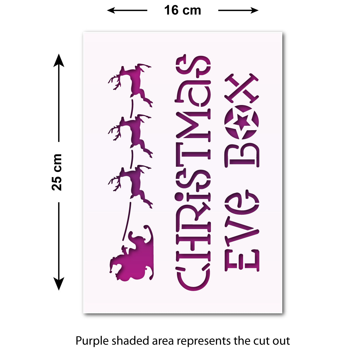 CraftStar Christmas Eve Box Stencil - Size Guide