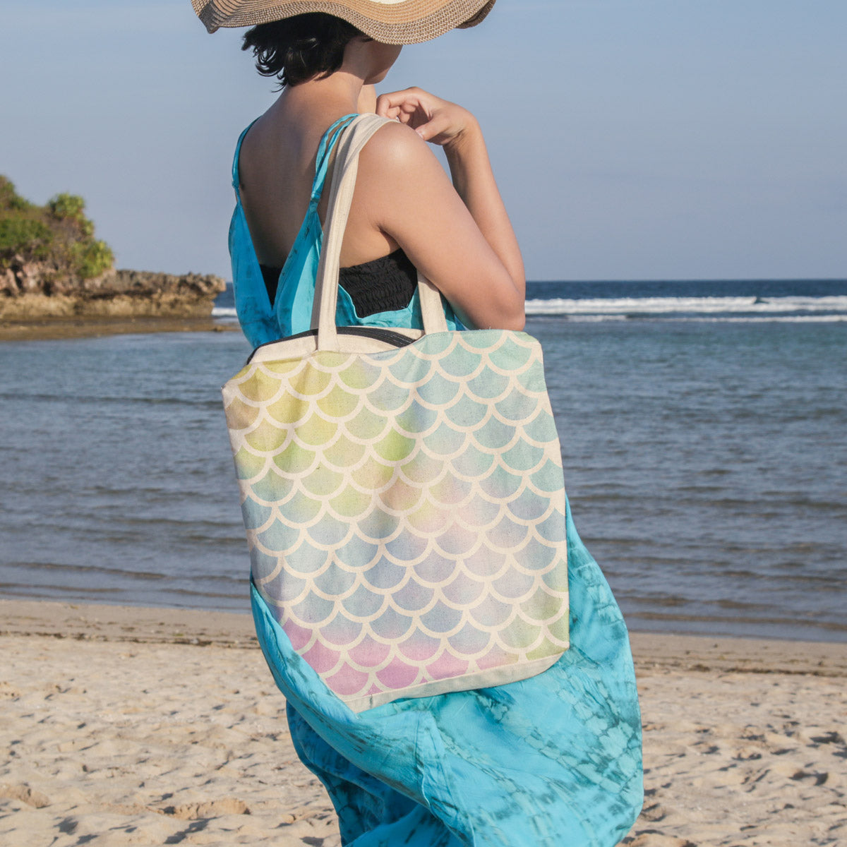 CraftStar Large Mermaid Scales Pattern Stencil on fabric